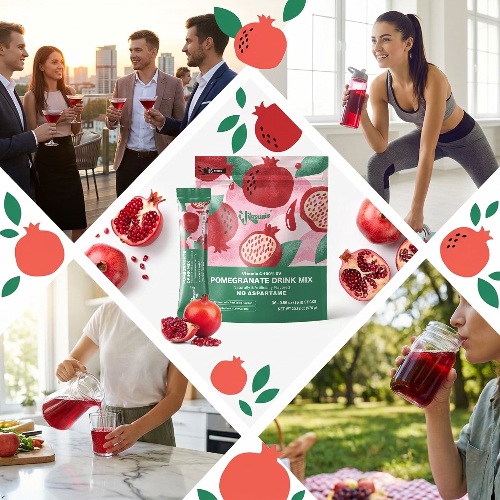 Pomegranate Water Flavoring Drink Mix Packets