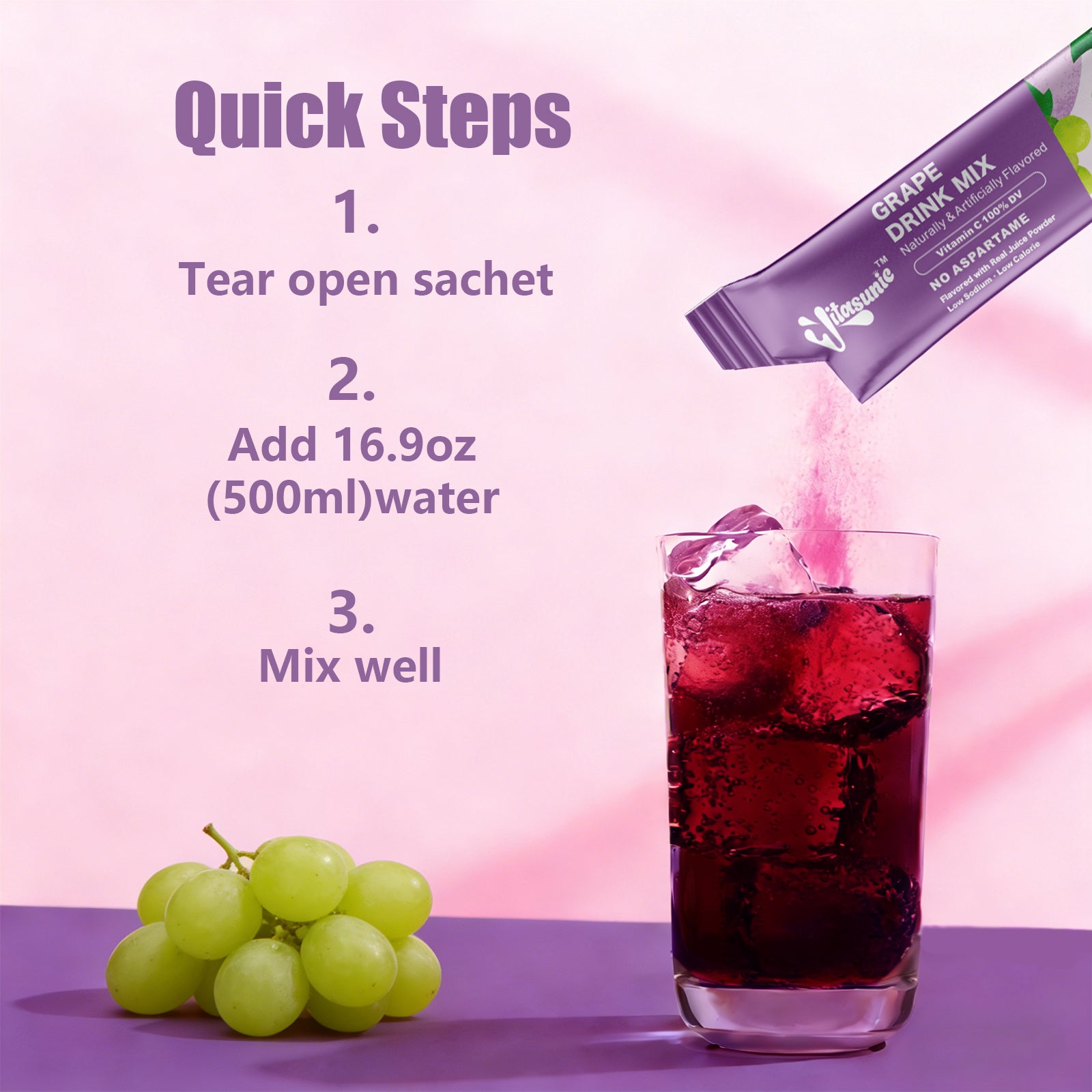 Grape Water Flavoring Drink Mix Packets
