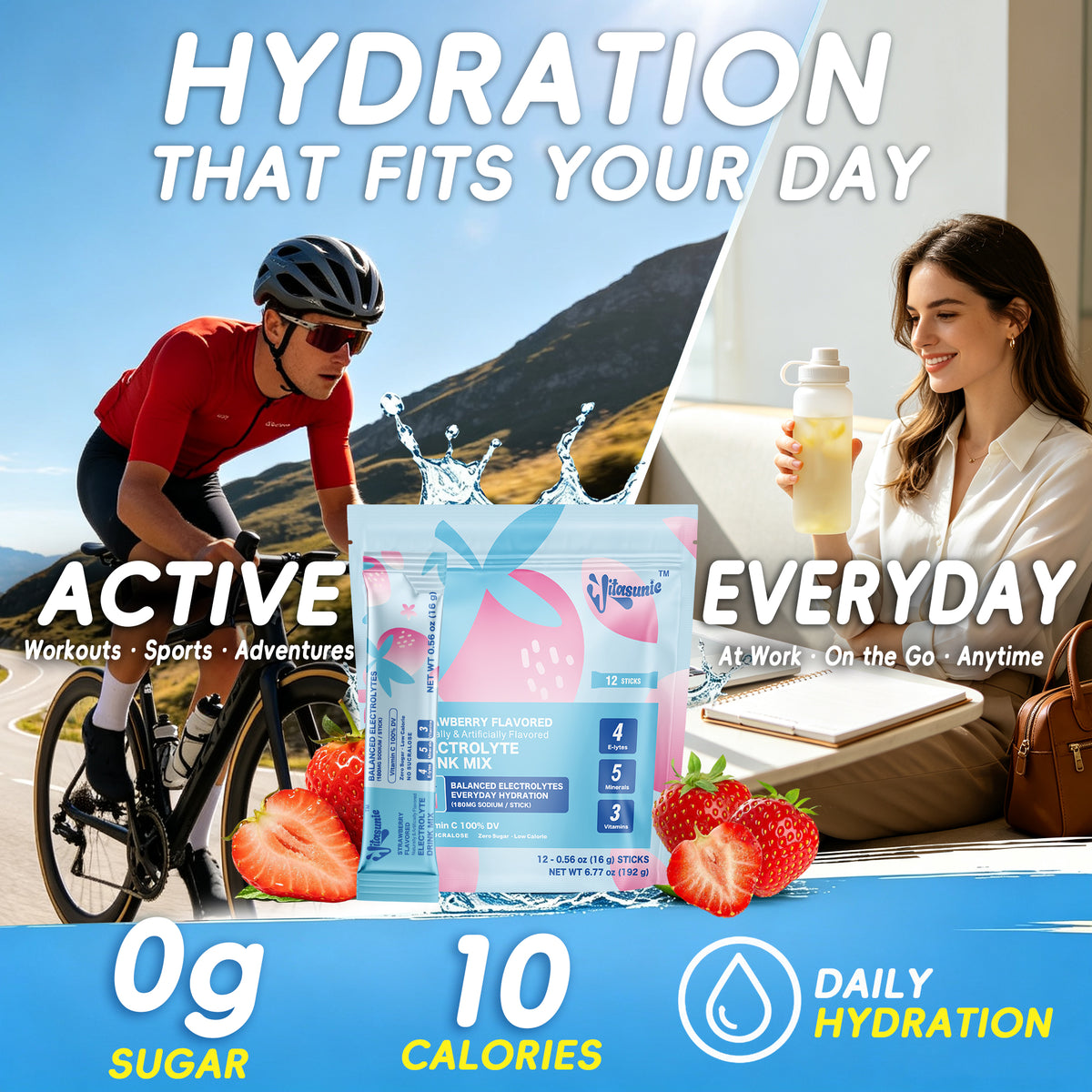 Strawberry Electrolyte Hydrating Drink Mix