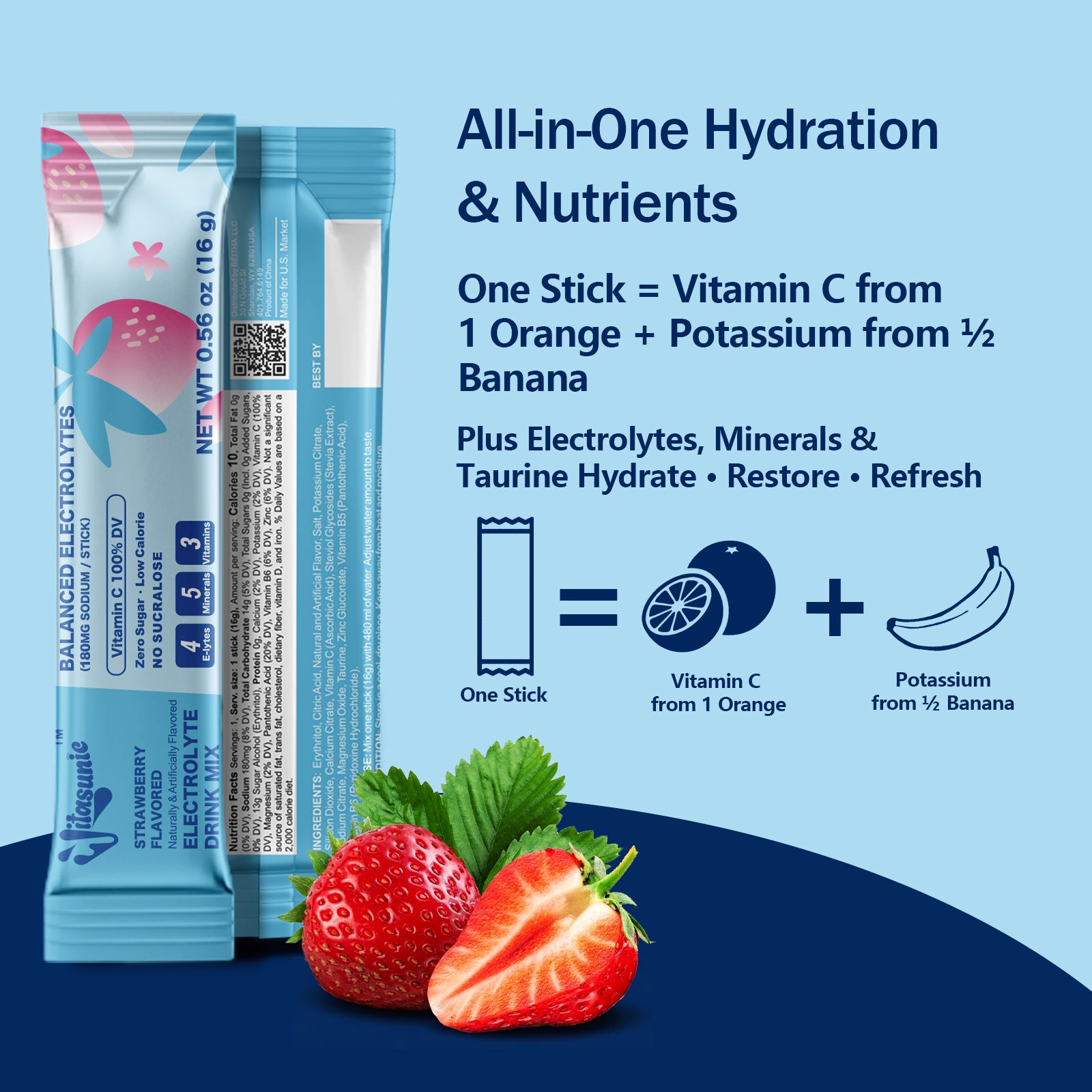 Strawberry Electrolyte Hydrating Drink Mix